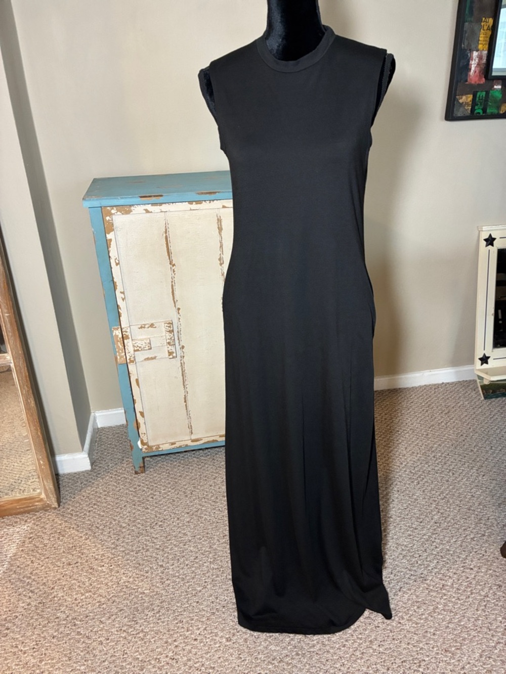 Sleeveless Black Maxi Dress. Size Small